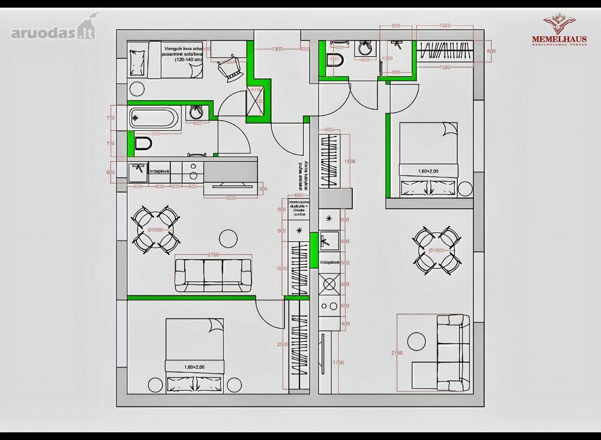 Erdvus 3 kambarių butas Klaipėdos centre – - nuotraukos Nr. 3