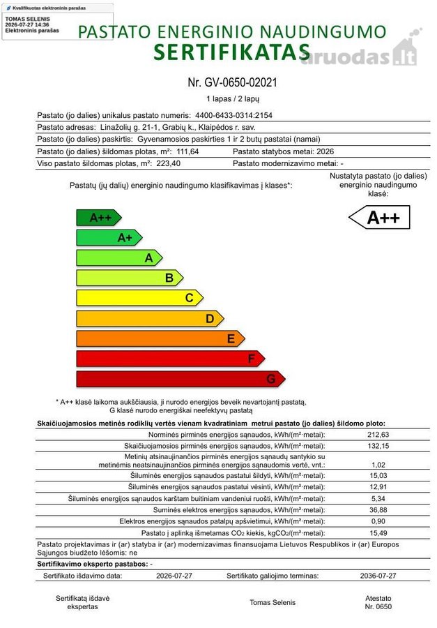 Modernus A++ klasės sublokuotas namas pajūrio - nuotraukos Nr. 21