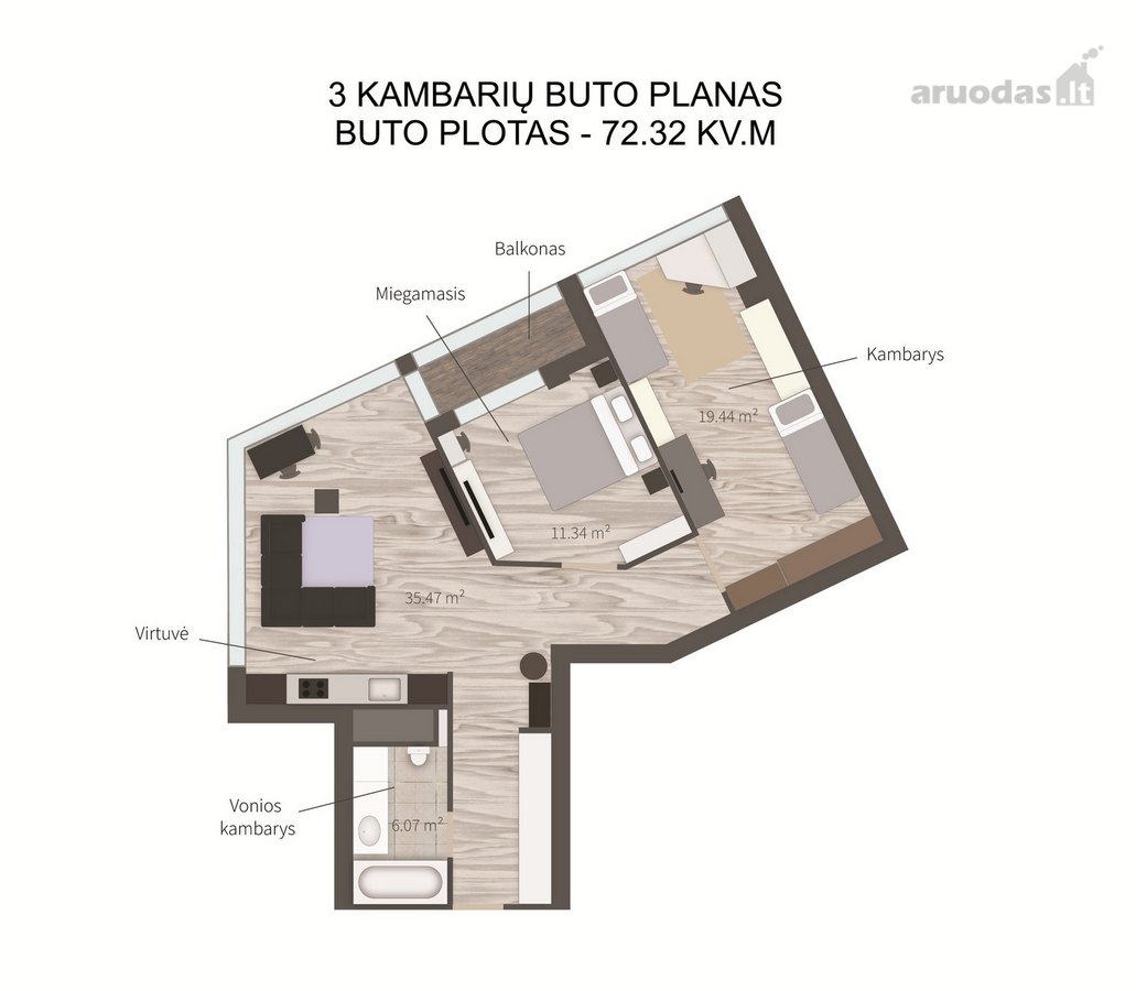 Parduodamas erdvus 3 kambarių butas Pilaitėje - nuotraukos Nr. 21