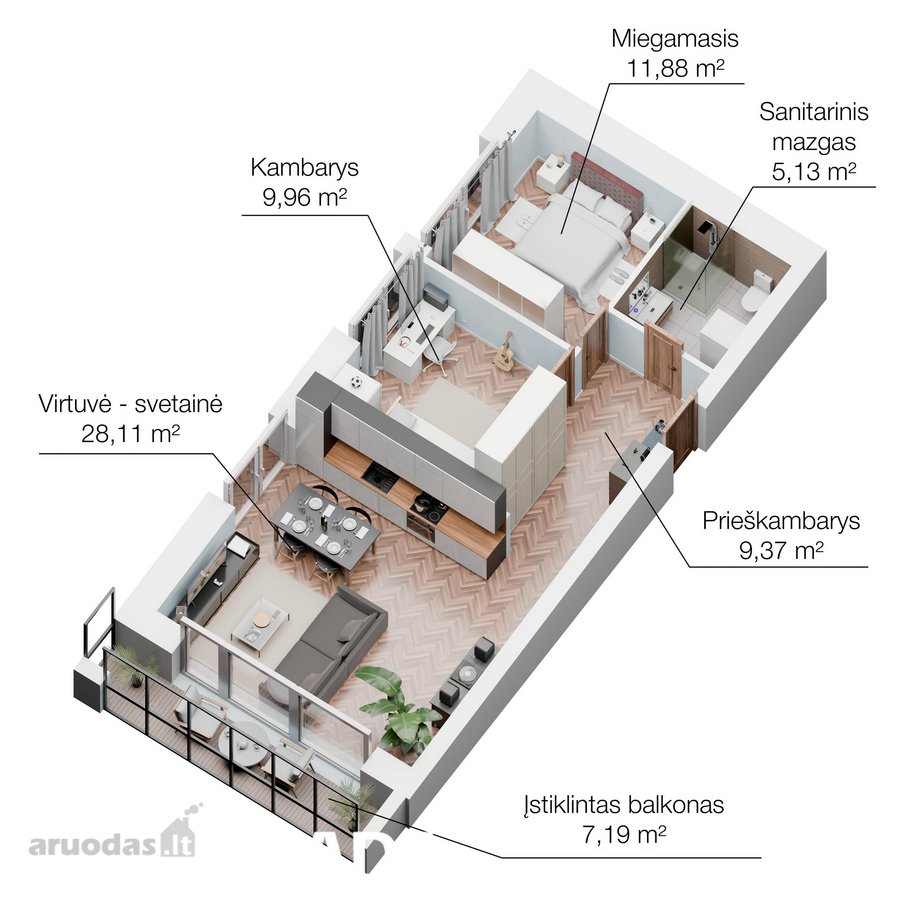 Viršutinis aukštas naujos statybos projekte - nuotraukos Nr. 2