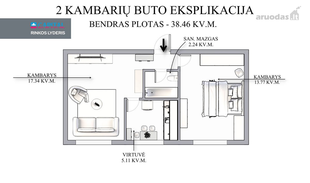 Parduodamas Butas Strategiškai Patogioje - nuotraukos Nr. 19