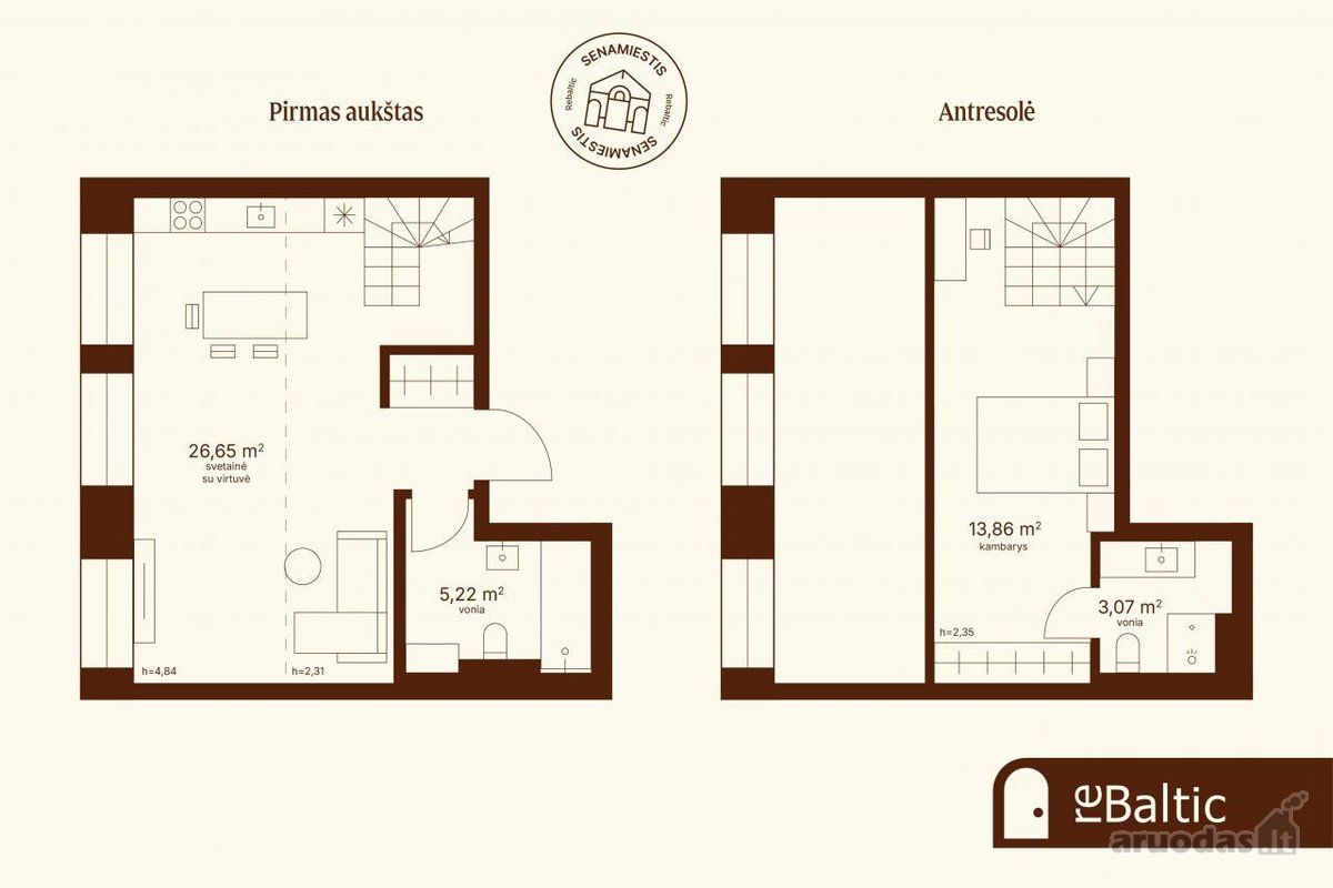 Prestižiniai apartamentai net 4.8 metrų - nuotraukos Nr. 18