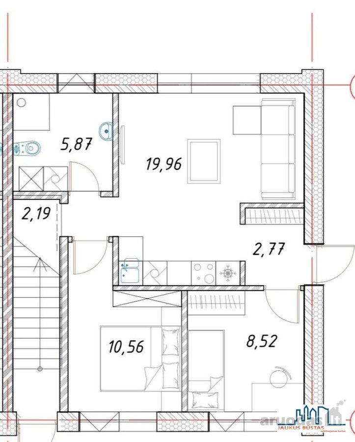 Parduodame 3 kambarių, 48.2m² bendrojo ploto, - nuotraukos Nr. 7
