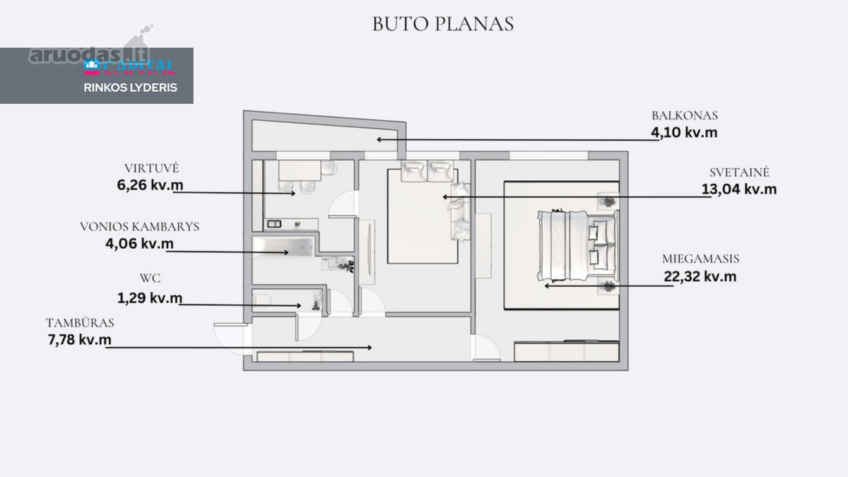Tvarkingas Ir Prižiūrėtas 2 Kambarių Butas - nuotraukos Nr. 17