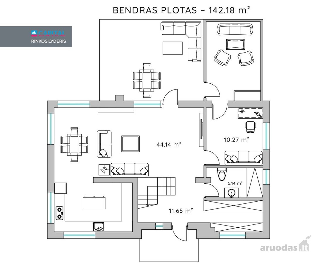 Skubiai parduodamas 142.18 m² namas su 5,12 - nuotraukos Nr. 36