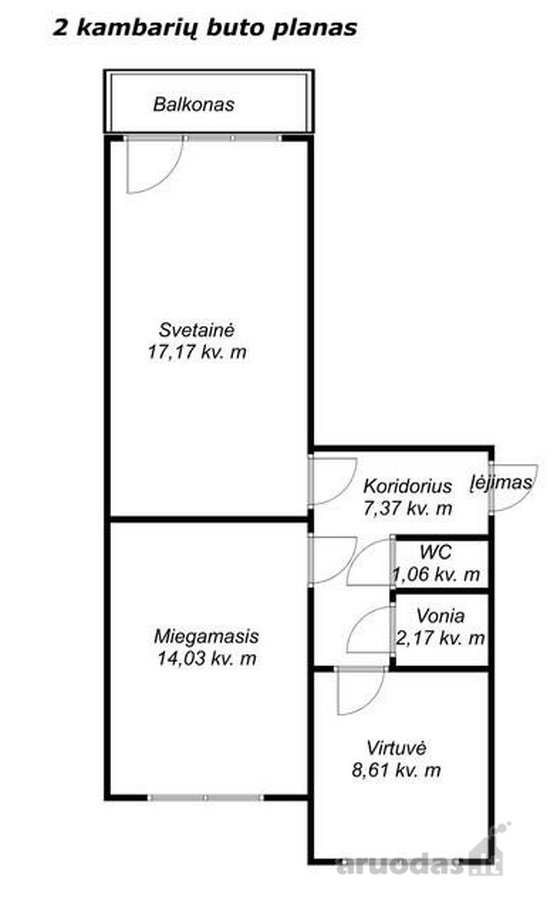 Parduodamas erdvus 2 kambarių butas Akmenės r - nuotraukos Nr. 16