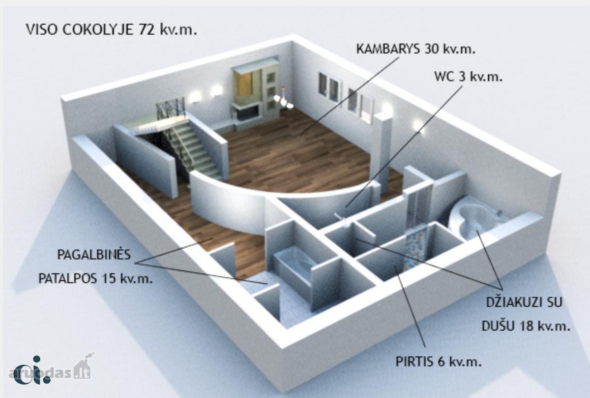 Parduodamas erdvus 4 kambarių butas per du - nuotraukos Nr. 14