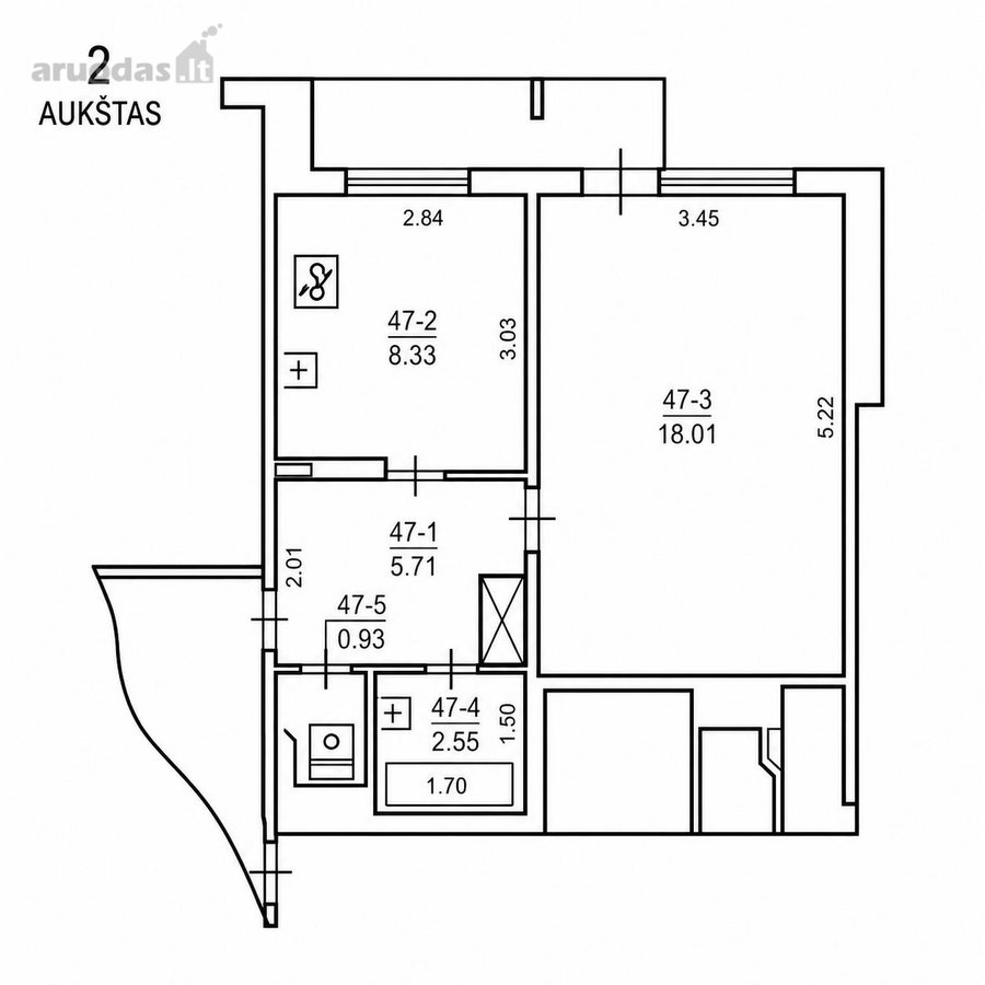 Parduodamas tvarkingas, pilnai įrengtas 35,5 - nuotraukos Nr. 13