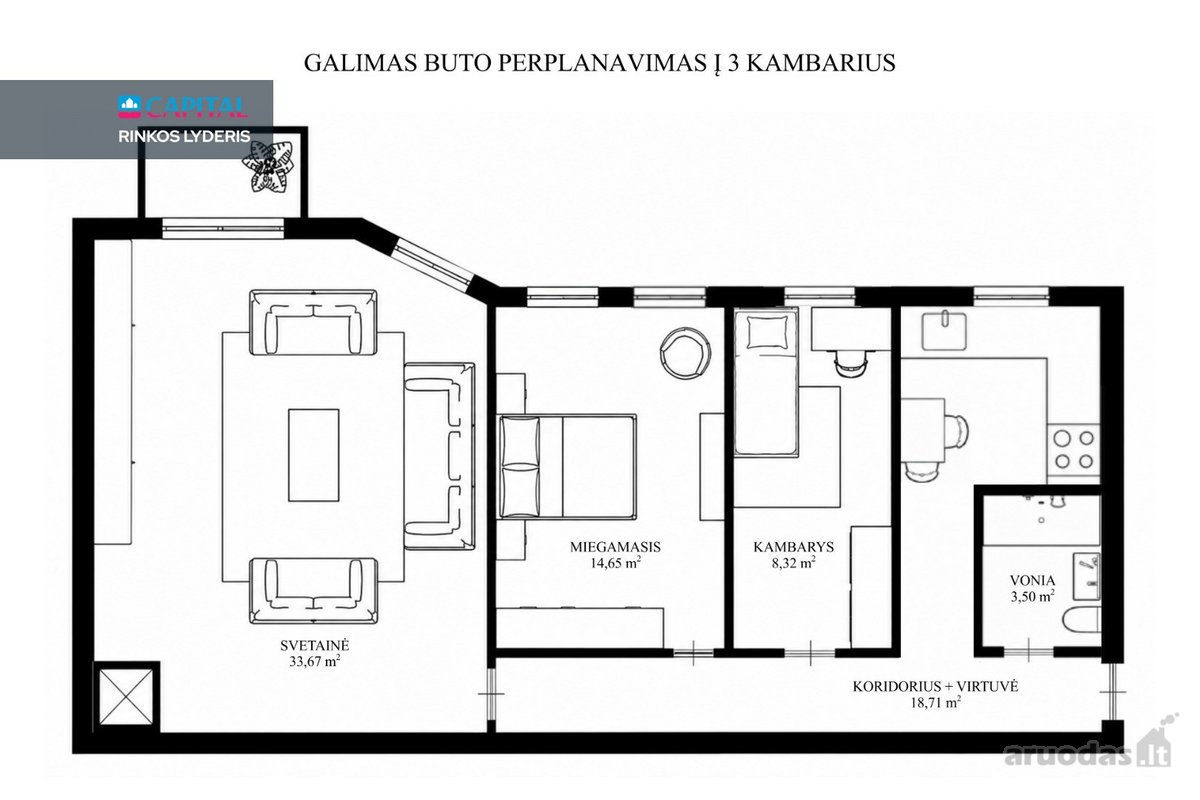 Parduodamas Erdvus 2 K. Stilingai Ir - nuotraukos Nr. 22