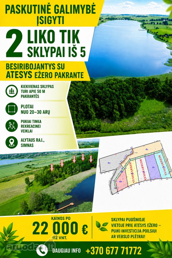 Penki sklypai su Atesio ežero pakrante Ąžuolų - nuotraukos Nr. 2