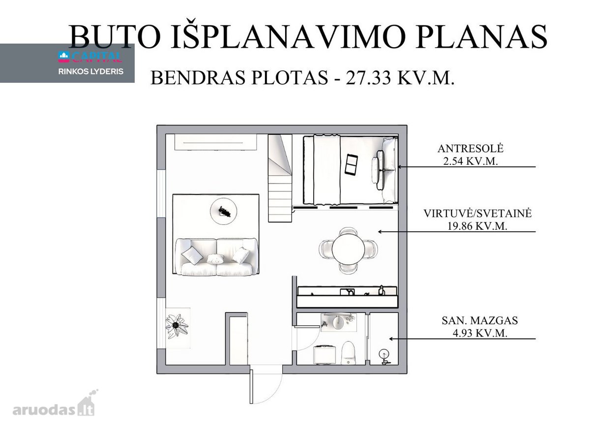 Parduodamas Jaukus Vieno Kambario Butas Gėlių G. 9 - nuotraukos Nr. 15