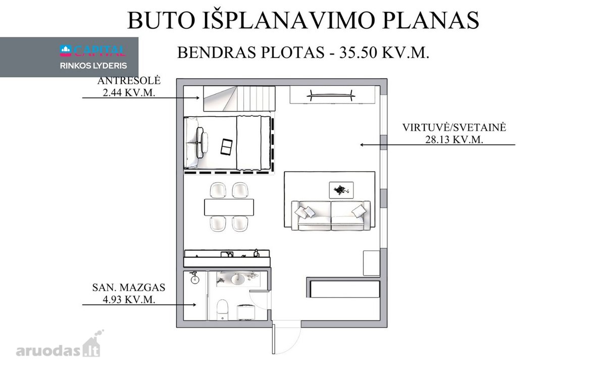 Parduodamas Jaukus Vieno Kambario Butas Gėlių G. 9 - nuotraukos Nr. 18