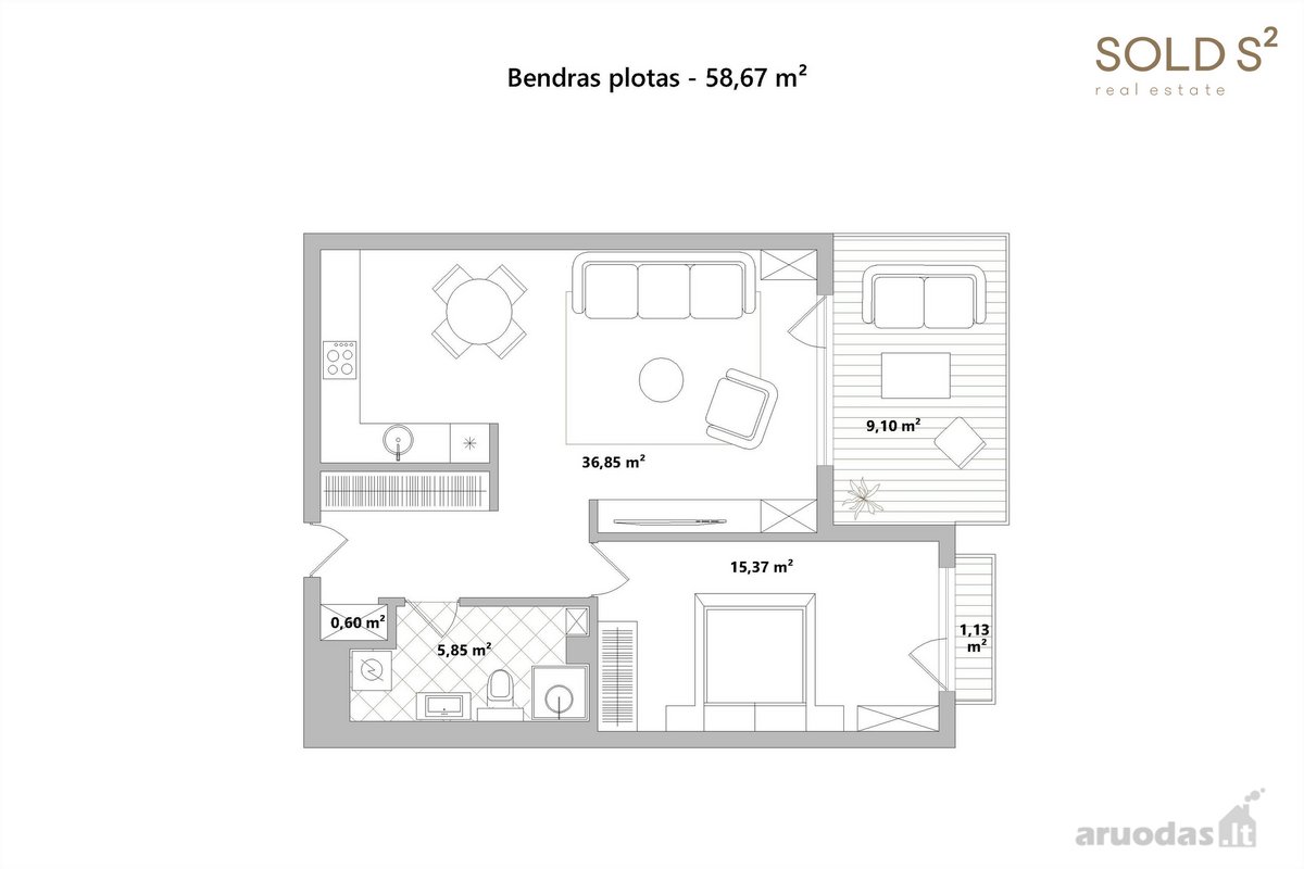 Apartamentai su terasa Žvėryne, Danielių - nuotraukos Nr. 13