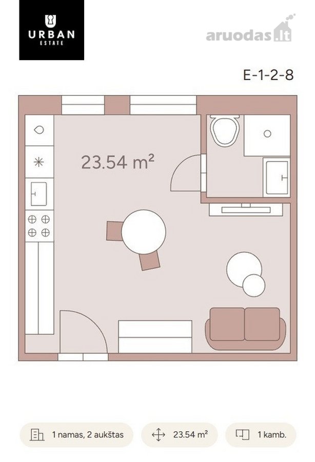 Parduodamas 23.54 Kv. M. 1 Kambario Būstas - nuotraukos Nr. 5