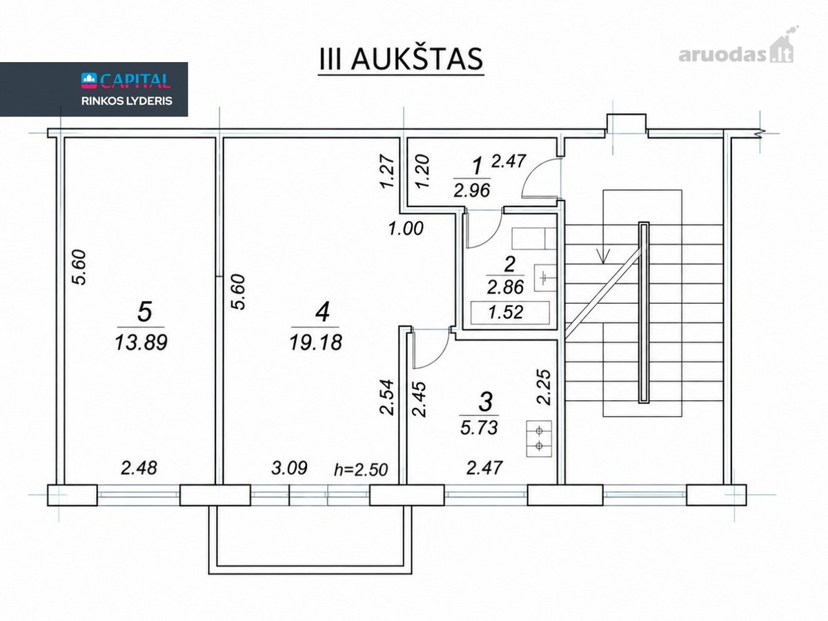 Parduodamas dviejų kambarių butas - nuotraukos Nr. 7