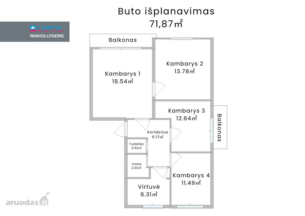 Parduodamas Itin Erdvus 4 Kambarių Butas - nuotraukos Nr. 12