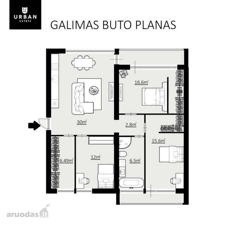 Erdvus Butas Su Vingio Parko Žaluma, - nuotraukos Nr. 20