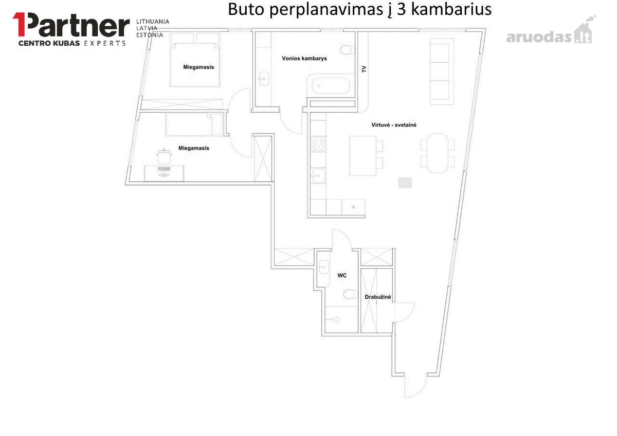 Parduodamas erdvus dviejų kambarių butas, pro - nuotraukos Nr. 19