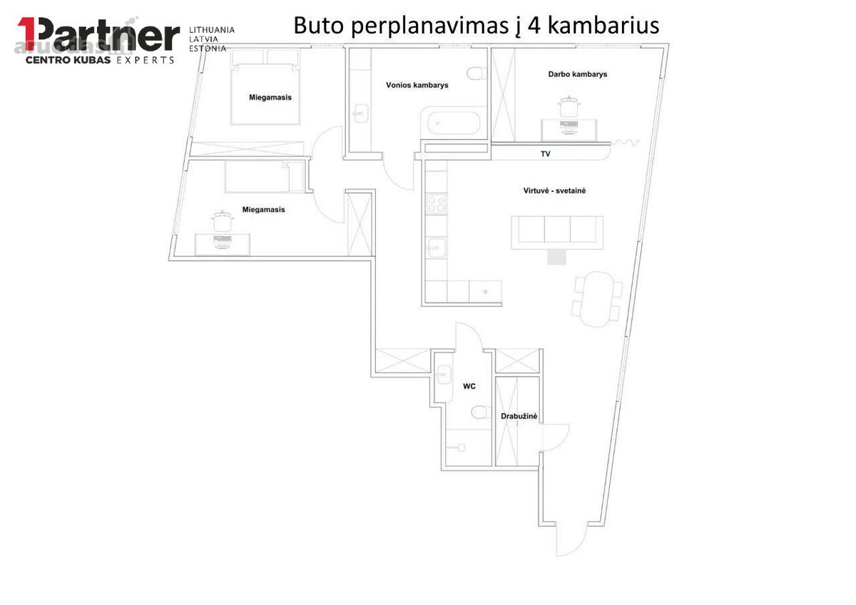 Parduodamas erdvus dviejų kambarių butas, pro - nuotraukos Nr. 20