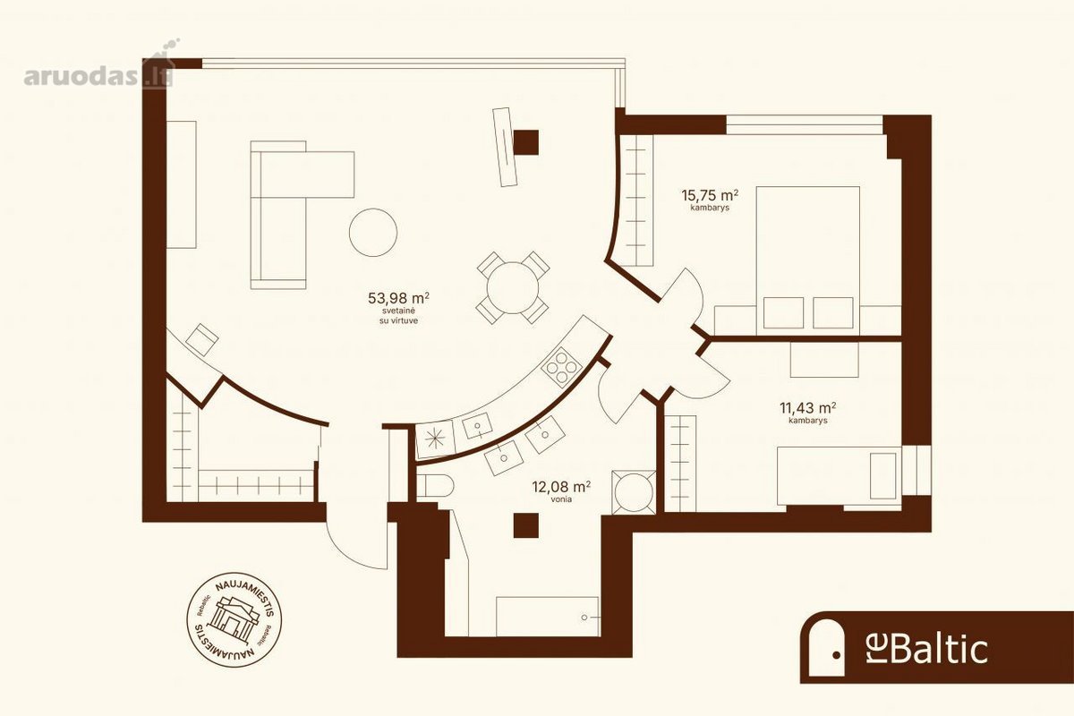 Stilingi trijų kambarių apartamentai viename - nuotraukos Nr. 29