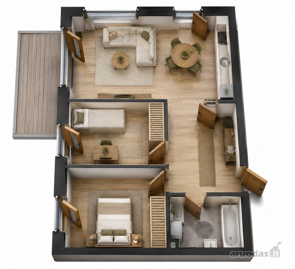 8 M² Terasa, Pietryčių Saulė Ir 3 Kambariai – - nuotraukos Nr. 7