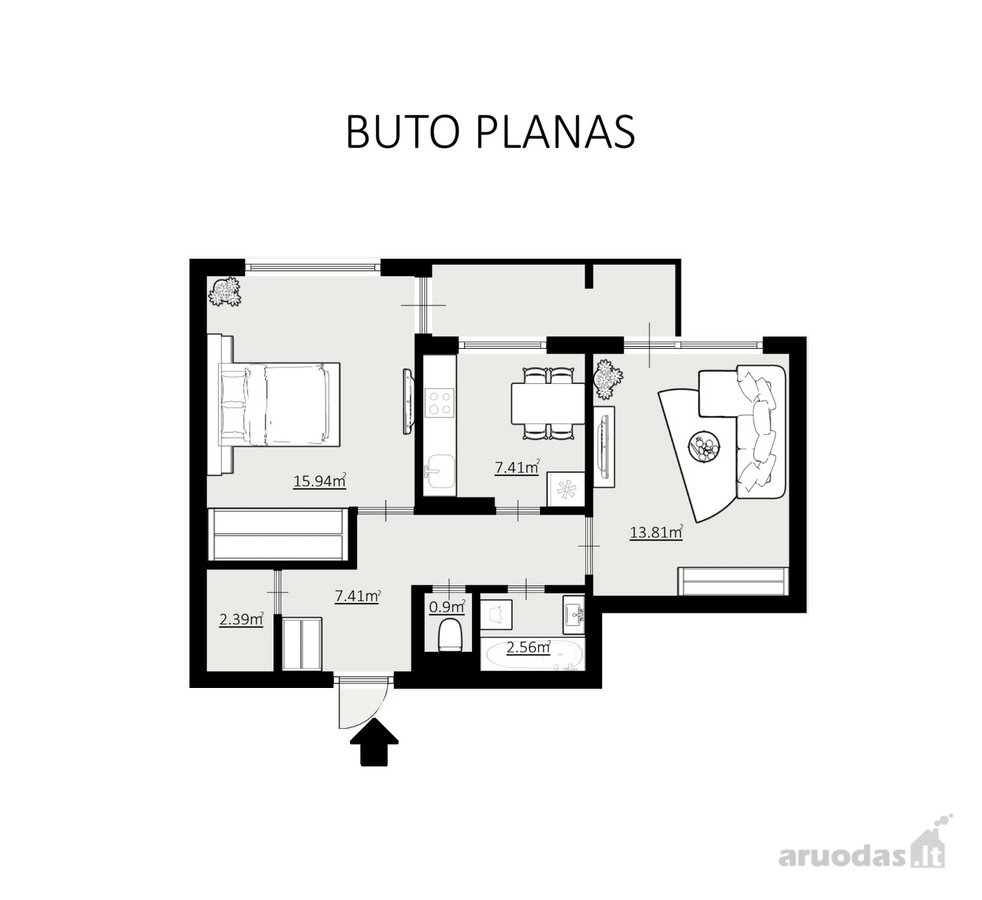 Parduodamas geras 2 kambarių butas Šeškinėje, - nuotraukos Nr. 19