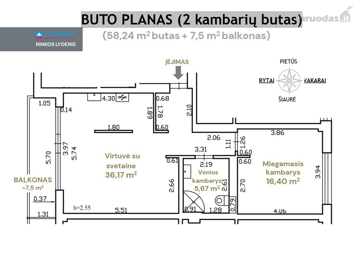 Nuomojama patogus Butas su dideliu balkonu - nuotraukos Nr. 17