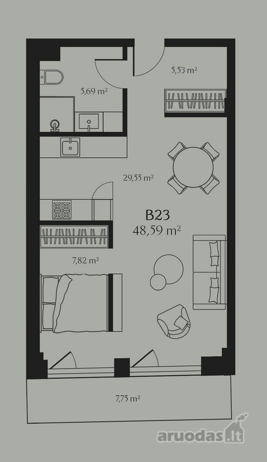 Parduodamas apartamentas su daline apdaila - nuotraukos Nr. 20