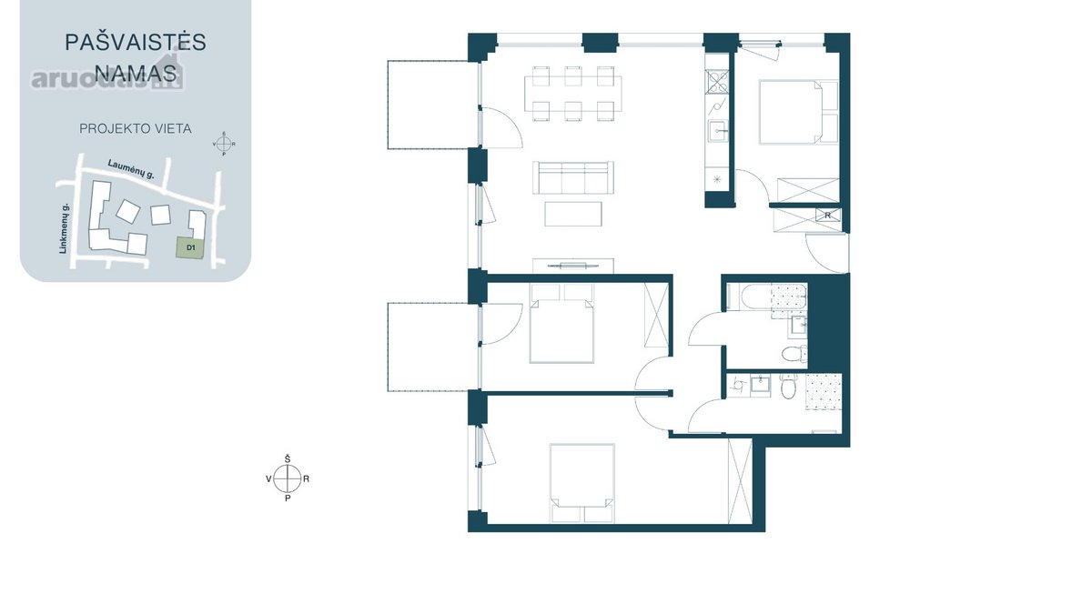 Parduodamas 4 kambarių butas su 2 vonios - nuotraukos Nr. 10