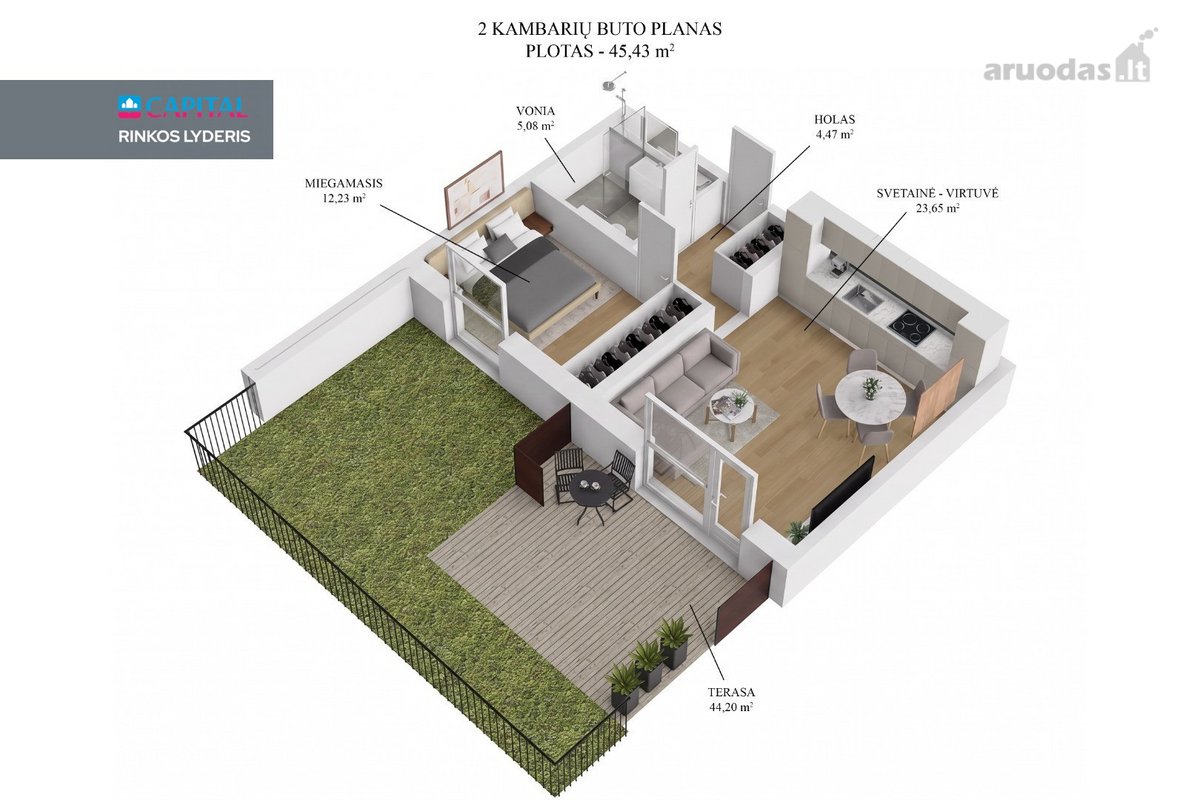 „Žvėryno Panoramos“ Projekte  2 Kambarių - nuotraukos Nr. 31