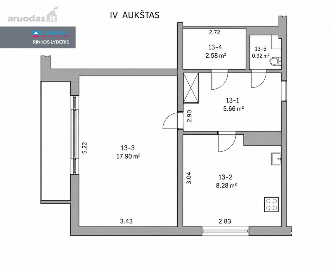 1 Kambario Butas Žirmūnuose  Rami Vieta  - nuotraukos Nr. 12