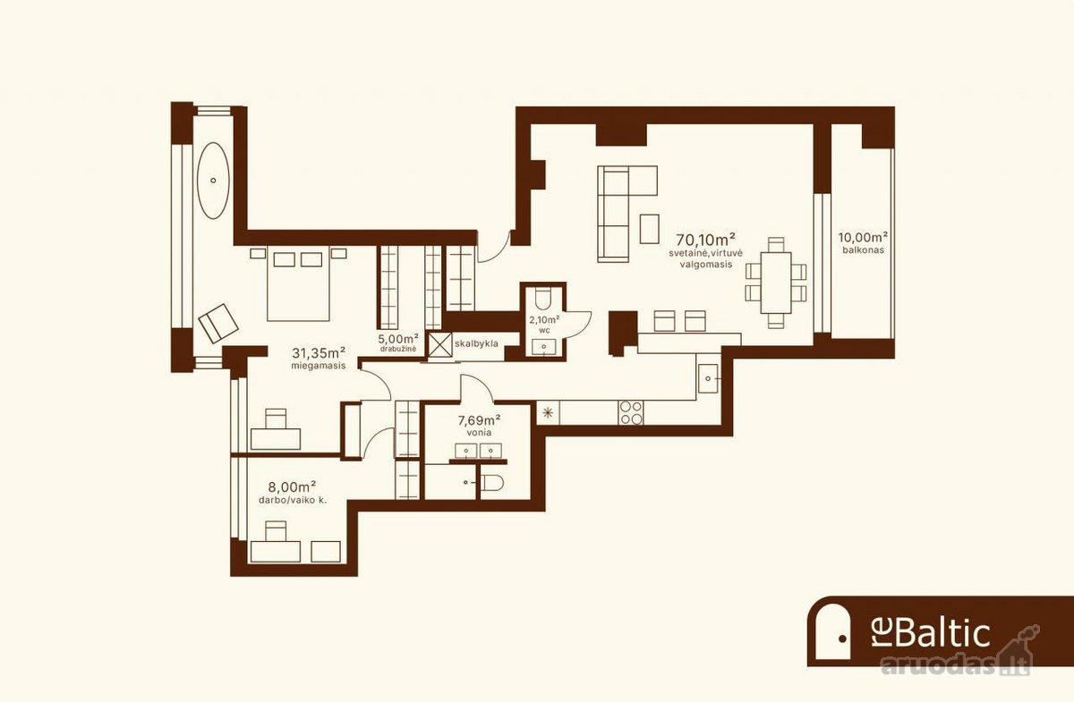 Parduodamas erdvus ir stilingas 3-4 kambarių - nuotraukos Nr. 9