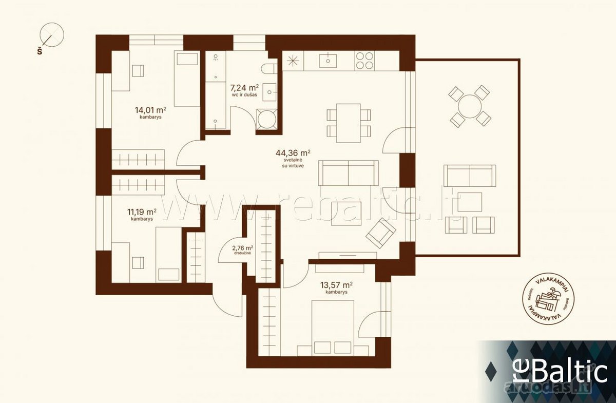 Išskirtiniai keturių kambarių apartamentai su - nuotraukos Nr. 21