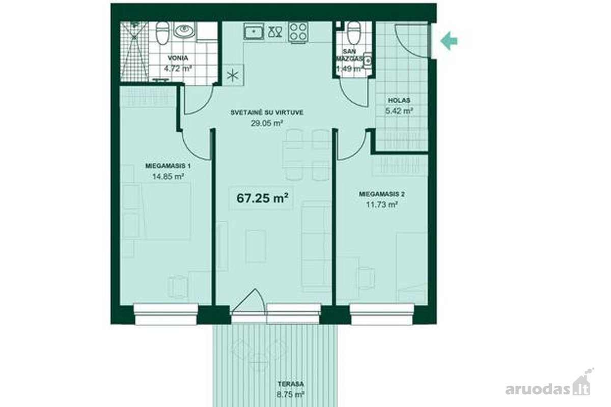 3 kambarių butas naujos statybos projekte - nuotraukos Nr. 33