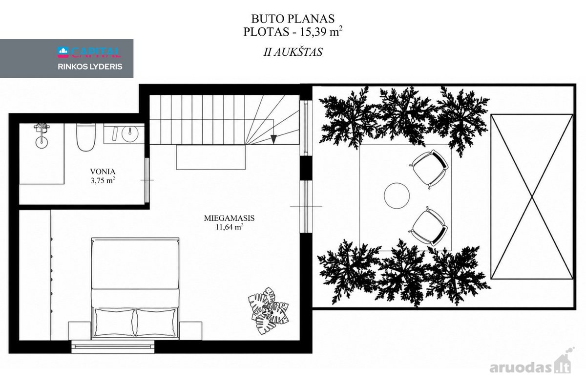 Parduodamas Išskirtinis Butas Per Du Aukštus - nuotraukos Nr. 21