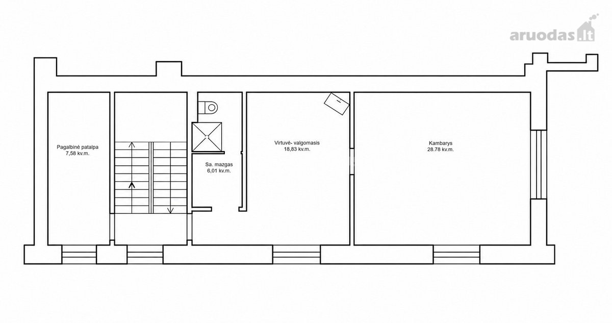 Parduodamas erdvus 61 m² vieno kambario butas - nuotraukos Nr. 11