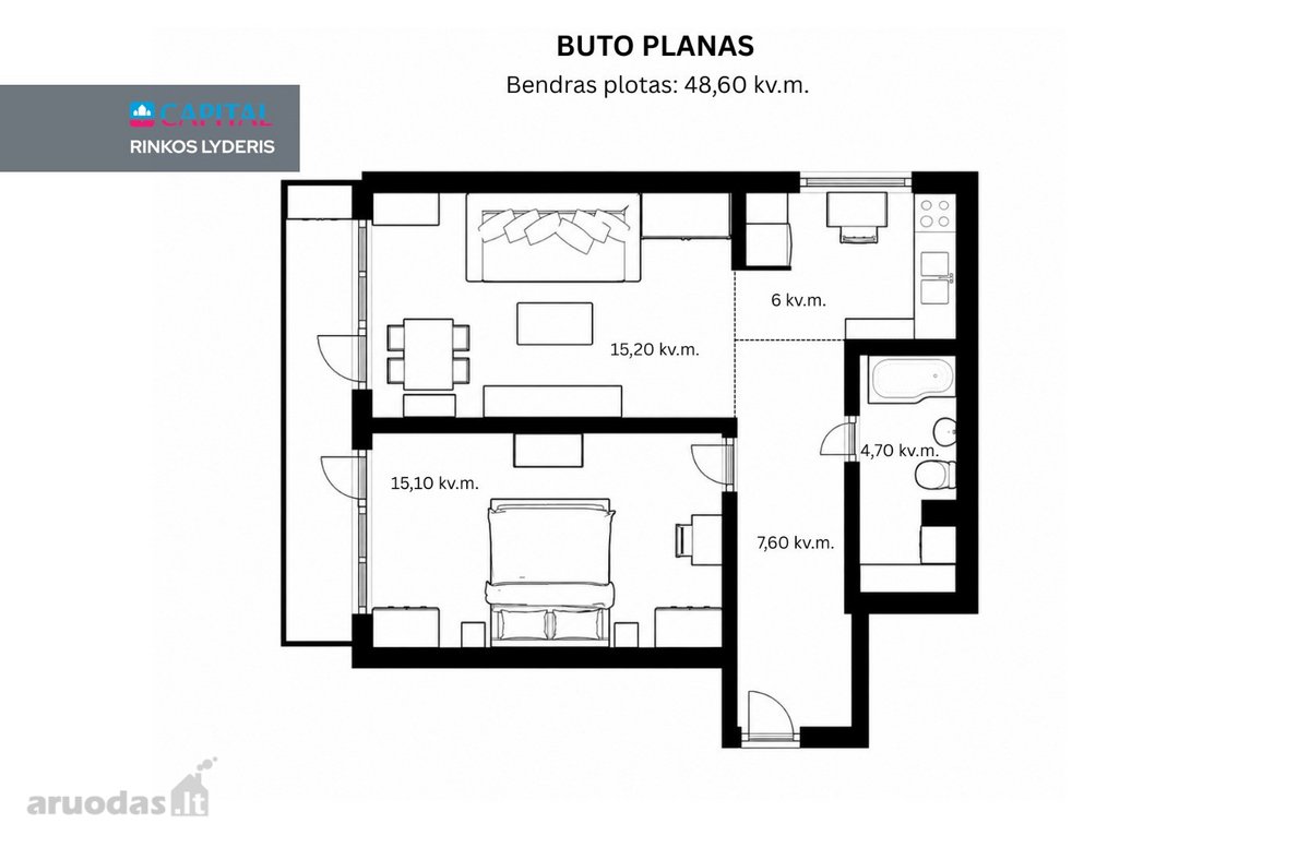Parduodamas Jaukus 2 Kambarių Butas - nuotraukos Nr. 22