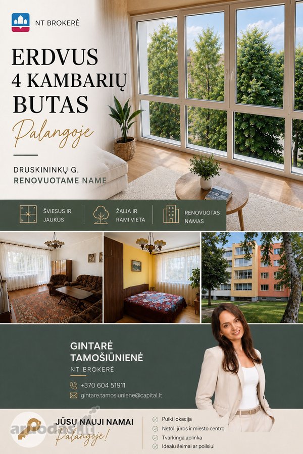 Parduodamas šviesus ir erdvus 4 kambarių - nuotraukos Nr. 2