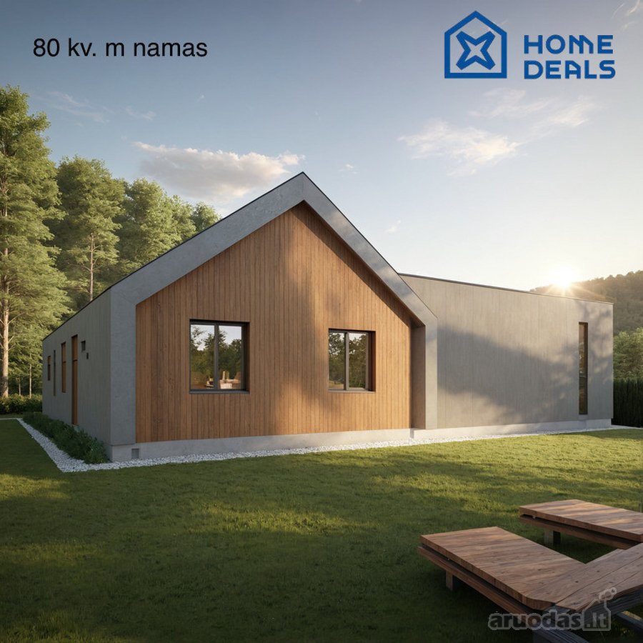 Parduodami du 80 m² ir 50 m² namai bendrame - nuotraukos Nr. 2