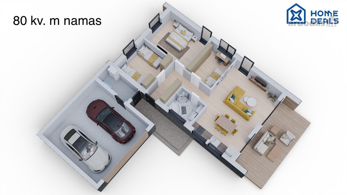 Parduodami du 80 m² ir 50 m² namai bendrame - nuotraukos Nr. 21