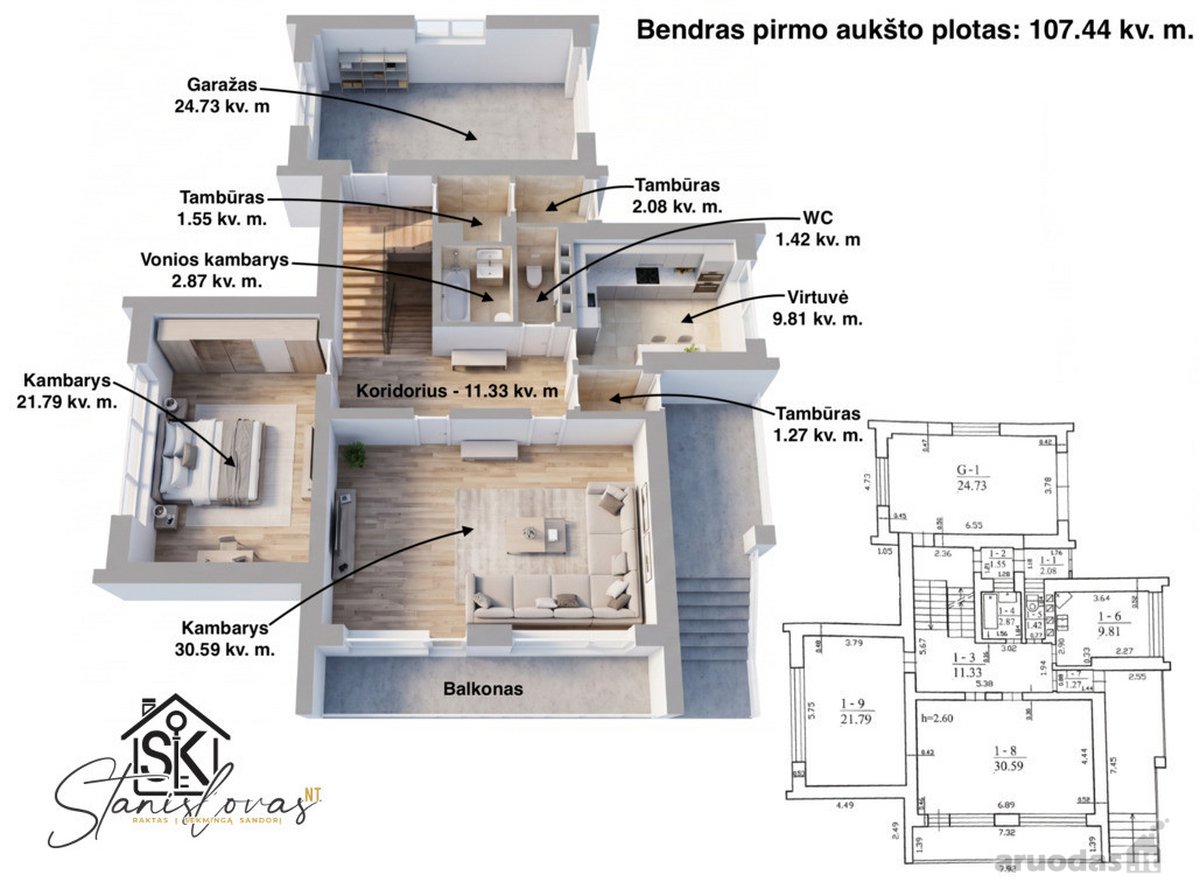 Parduodamas Erdvus Namas Su 15.14 A Žemės - nuotraukos Nr. 9