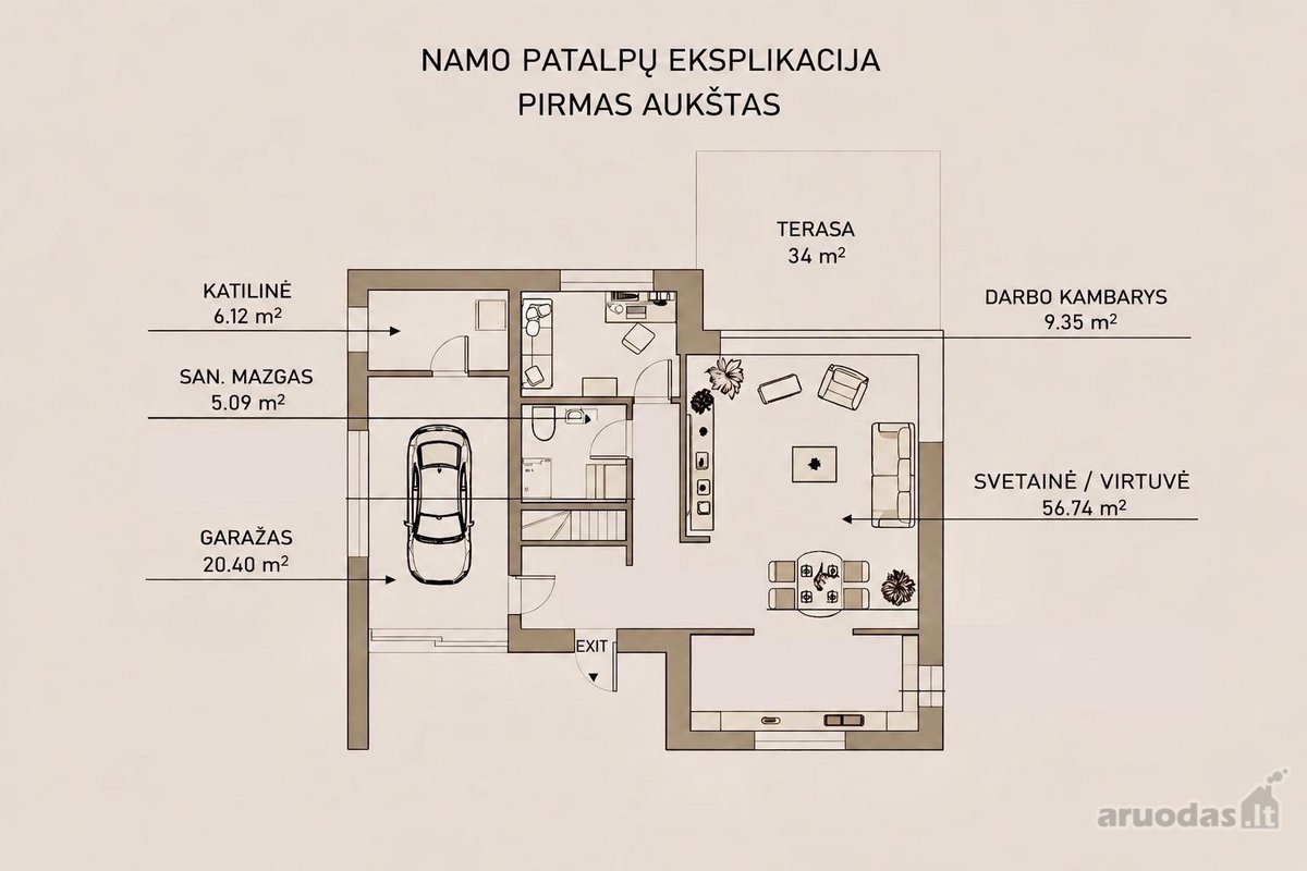 A+ energetinės klasės „išmanus" namas - nuotraukos Nr. 33