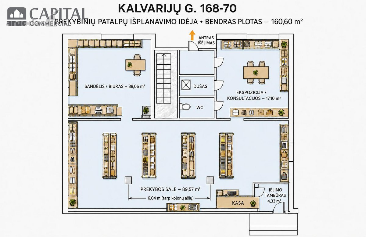Nuomojamos ~160,6 m² prekybinės patalpos su - nuotraukos Nr. 17