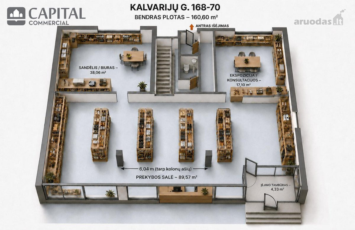 Nuomojamos ~160,6 m² prekybinės patalpos su - nuotraukos Nr. 18