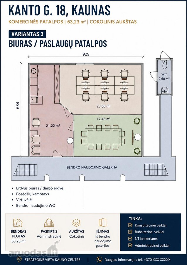 Nuomojamos Komercinės Patalpos Kauno Centre – - nuotraukos Nr. 6