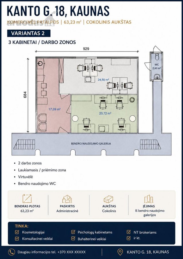 Nuomojamos Komercinės Patalpos Kauno Centre – - nuotraukos Nr. 8