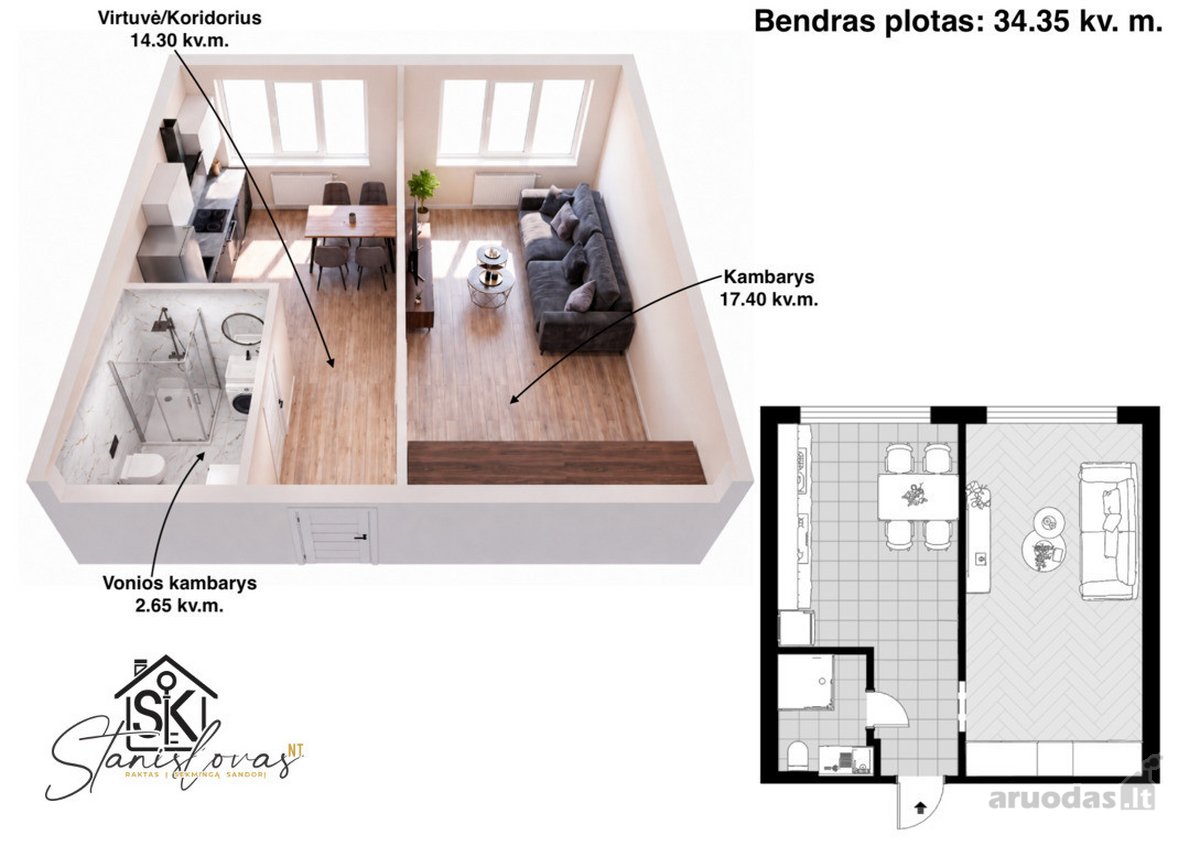 Parduodamas 1 Kambario Butas Šilutėje, - nuotraukos Nr. 7