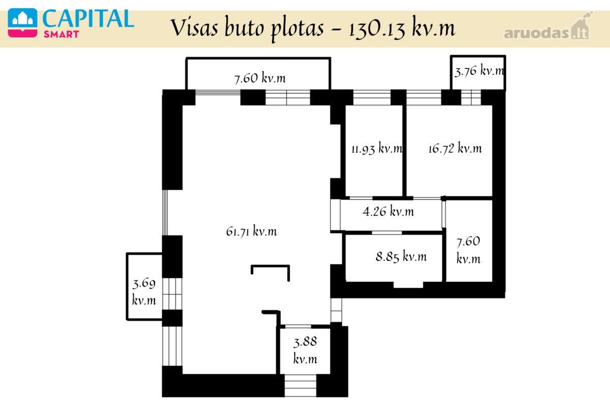 Nuomojamas erdvus ir šviesus 3 kambarių butas - nuotraukos Nr. 31