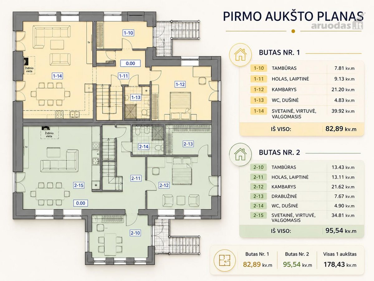 Parduodami Du Erdvūs Butai Su Daline Apdaila - nuotraukos Nr. 4