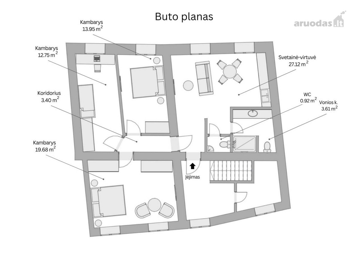 Parduodamas unikalus butas istorinėje - nuotraukos Nr. 24